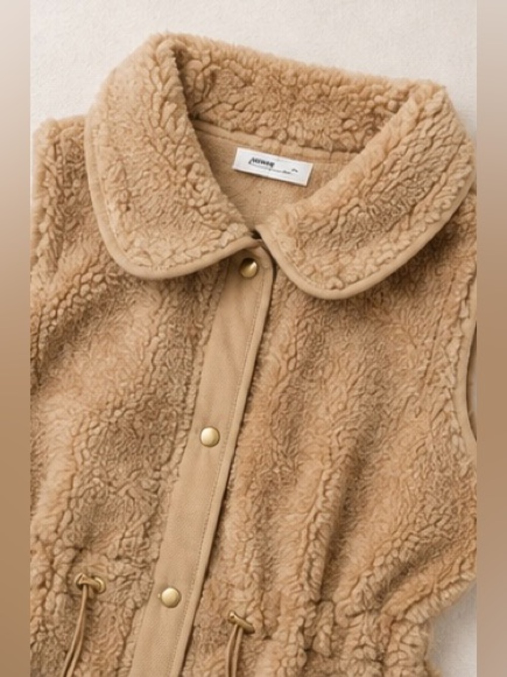 Sonoma Camel Sherpa Vest with Drawstring Waist - Picture 4 of 4